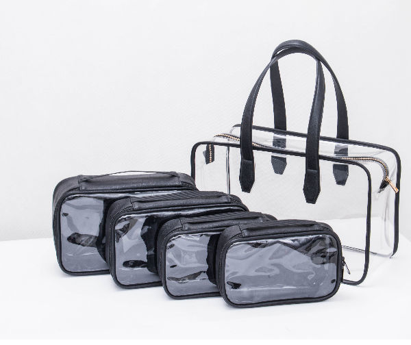 Private Label Zipper Cosmetic Pouch Clear Makeup Organizer Hand Carry Make up Set Bag supplier