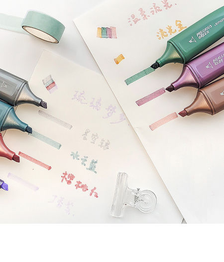 Highlighter Set Portable Pocket Cream Color Bling Art Permanent Marker Pens for Kids Adults supplier