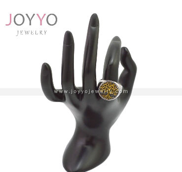Trendy Round Gold Tree Ring Customized 316L Stainless Steel Tree of Life Signet Ring for Men Women supplier