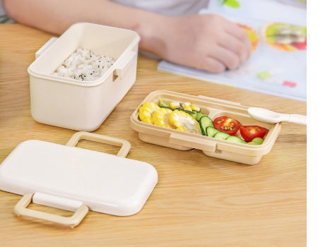 Bamboo lunch box new double-layer plastic biodegradable container for students office workers supplier
