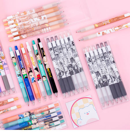 Gel Pen Set 6 Pcs Cartoon Stationery Press Plastic Black Gel Ink Pen for Anime Fans supplier