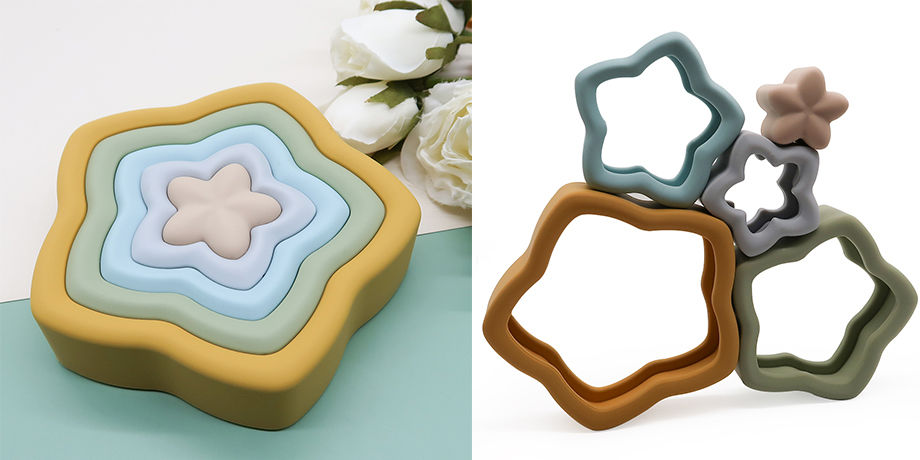 New Trending BPA Free Montessori Educational Kids Toy Block Baby Silicone Stacking Toys supplier